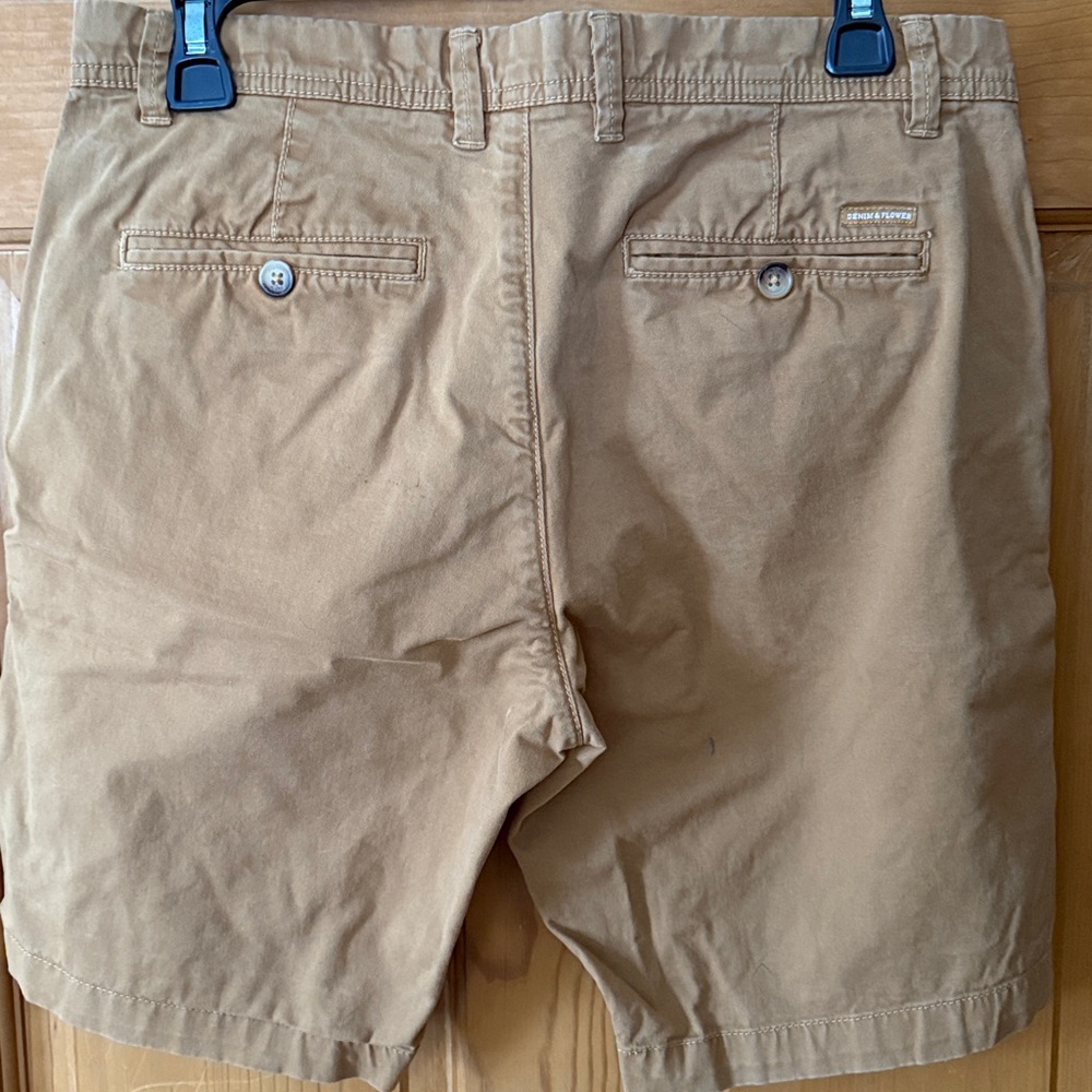 Golden/Tan Men's Flat Front Shorts by Denim & Flower - Picture 4 of 6